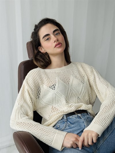 Retrobird Cream Openwork Perforated Spring Knit