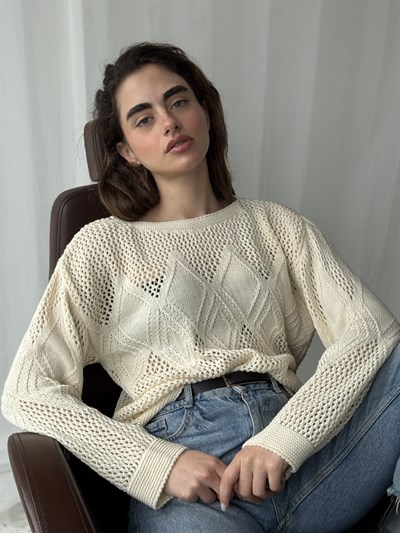 Retrobird Cream Openwork Perforated Spring Knit