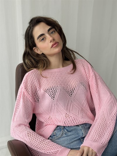 Retrobird Pink Openwork Perforated Spring Knit