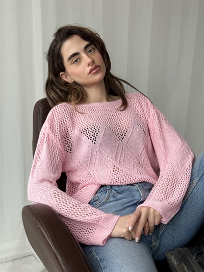 Retrobird Pink Openwork Perforated Spring Knit
