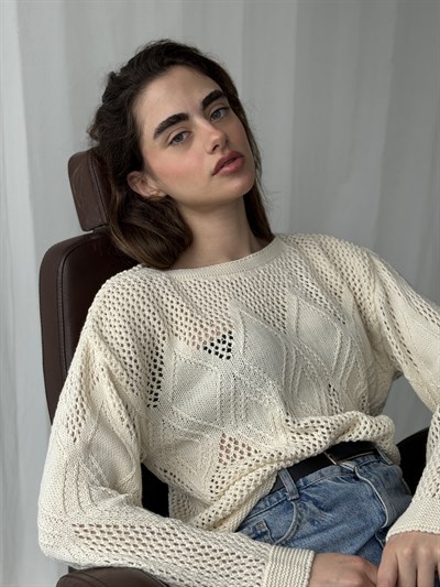 Retrobird Cream Openwork Perforated Spring Knit