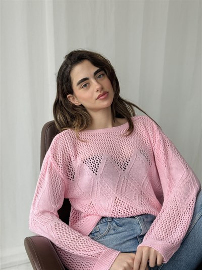 Retrobird Pink Openwork Perforated Spring Knit