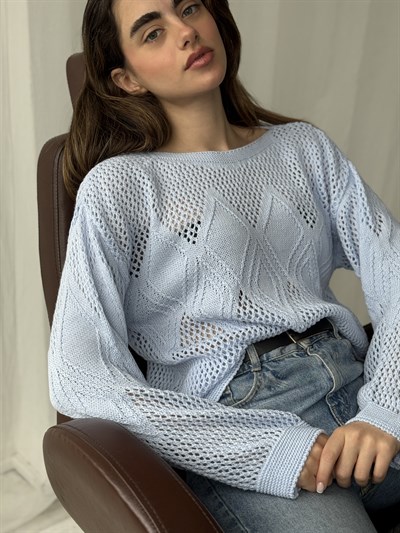 Retrobird Blue Openwork Perforated Spring Knit