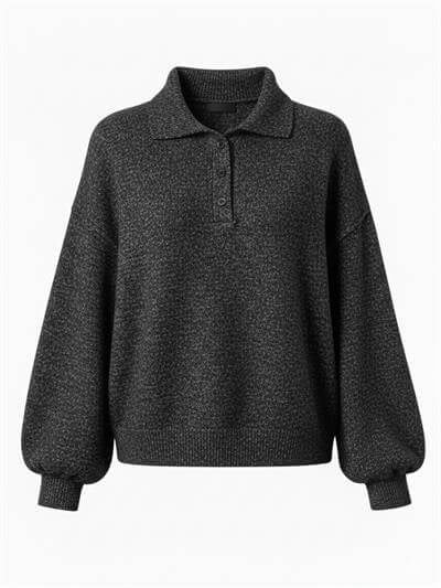 Retrobird Anthracite Polo Neck Basic Sweater