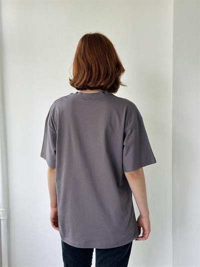 Retrobird Koyu Gri Unisex Oversize Tişört