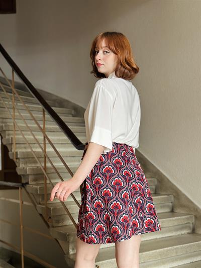 Retrobird Anvelop Kruvaze Kırmızı Mini Etek