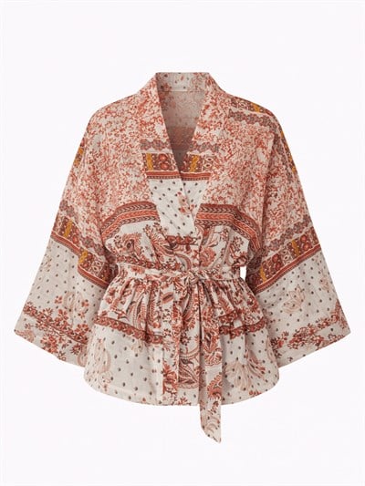 Retrobird Bakır Renkli Mini Wrap Bluz Kimono