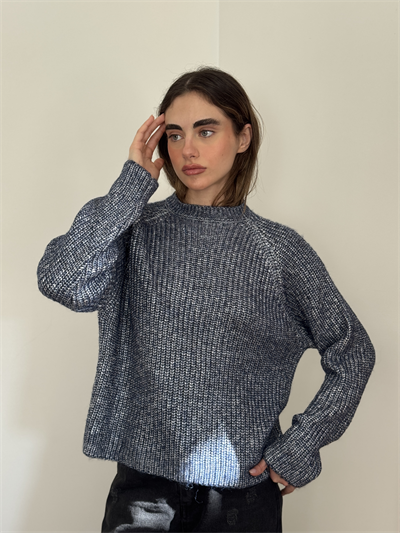 Retrobird Basic Dark Blue Knitted Sweater