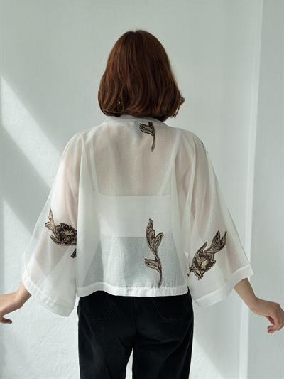 Retrobird White Design Mini Kimono