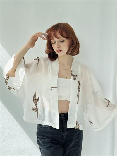 Retrobird White Design Mini Kimono