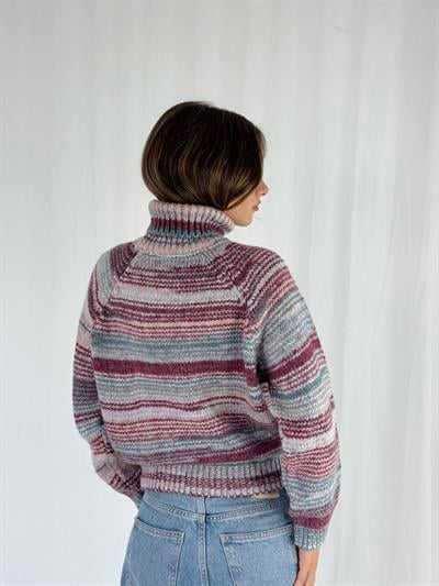 Retrobird Bordo Gri Boğazlı Triko Kazak