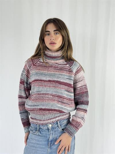 Retrobird Bordo Gri Boğazlı Triko Kazak