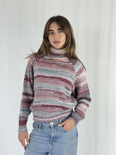 Retrobird Bordo Gri Boğazlı Triko Kazak