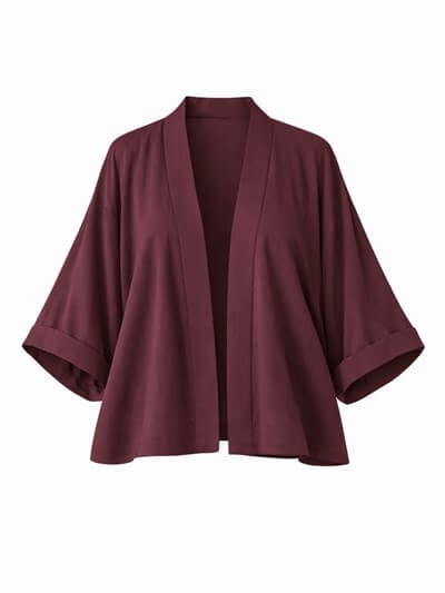 Retrobird Bordo Tasarım Boho Mini Kimono