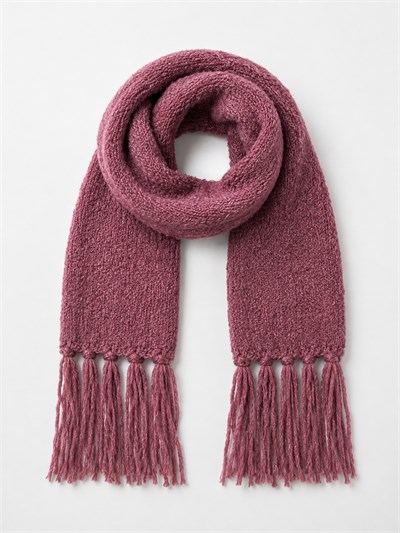 Retrobird Large Size Soft Bouclé Rose Pink Knitted Scarf