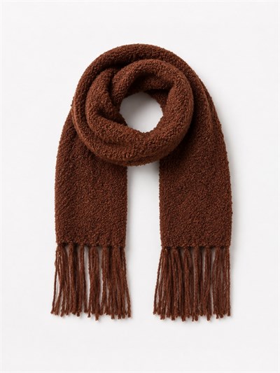 Retrobird Large Size Soft Bouclé Brown Knitted Scarf