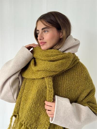 Retrobird Zeytin Yeşili Büyük Boy Soft Örgü Atkı