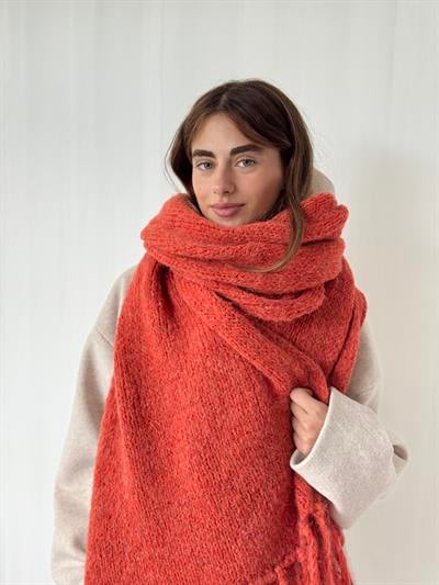 Retrobird Tuğla Büyük Boy Soft Örgü Atkı