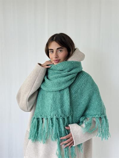 Retrobird Turkuaz Büyük Boy Soft Örgü Atkı