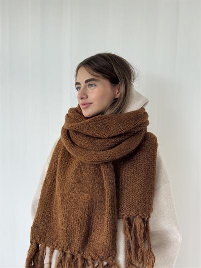 Retrobird Açık Kahve Büyük Boy Soft Örgü Atkı