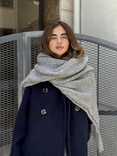 Retrobird Gri Büyük Boy Soft Örgü Atkı