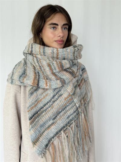 Retrobird Kül Mavi Büyük Boy Soft Örgü Atkı