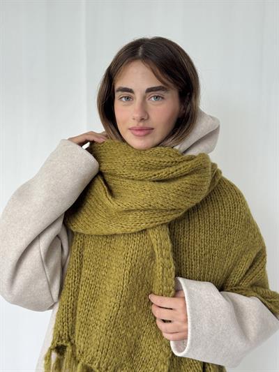 Retrobird Zeytin Yeşili Büyük Boy Soft Örgü Atkı