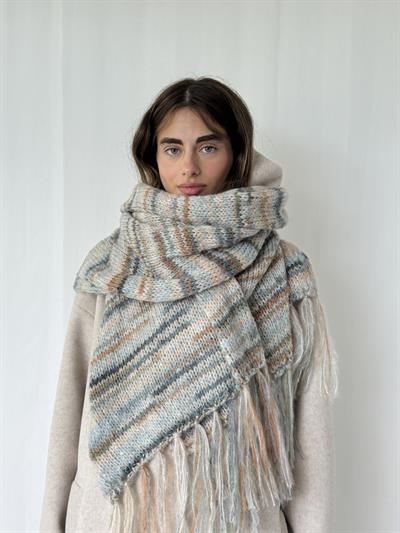 Retrobird Kül Mavi Büyük Boy Soft Örgü Atkı