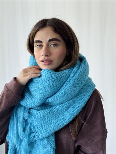 Retrobird Deniz Mavisi Büyük Boy Soft Örgü Atkı
