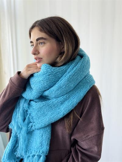 Retrobird Deniz Mavisi Büyük Boy Soft Örgü Atkı