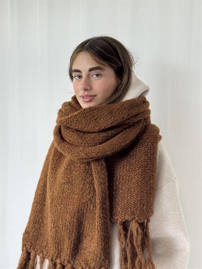 Retrobird Açık Kahve Büyük Boy Soft Örgü Atkı