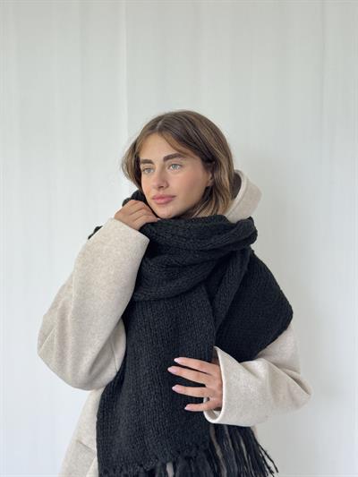 Retrobird Siyah Büyük Boy Soft Örgü Atkı