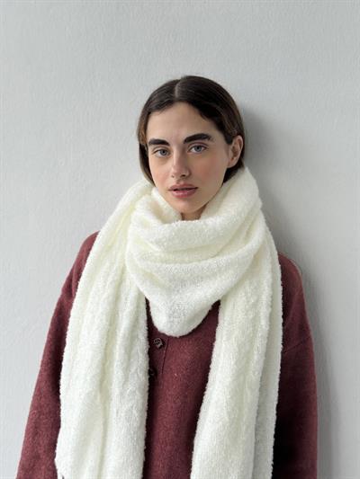 Retrobird Büyük Boy Soft Buklet Ekru Örgü Atkı