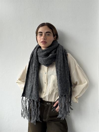 Retrobird Büyük Boy Soft Buklet Antrasit Örgü Atkı