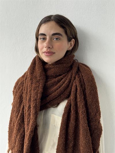 Retrobird Büyük Boy Soft Buklet Kahverengi Örgü Atkı