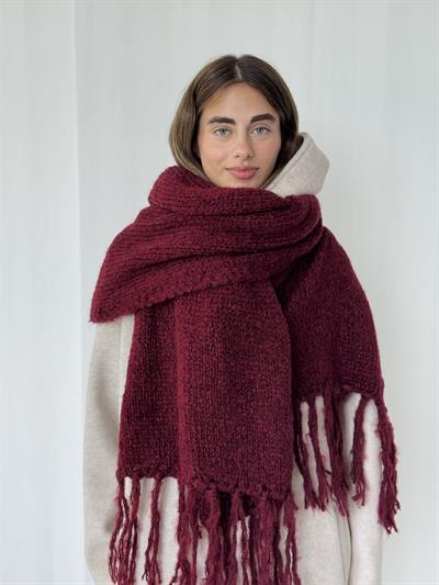 Retrobird Bordo Büyük Boy Soft Örgü Atkı