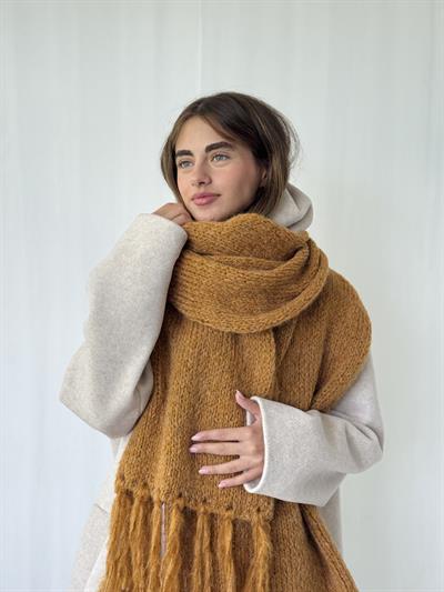 Retrobird Camel Büyük Boy Soft Örgü Atkı