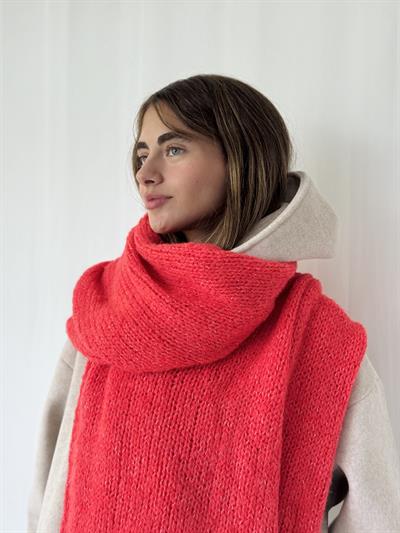 Retrobird Nar Çiçeği Rengi Büyük Boy Soft Örgü Atkı