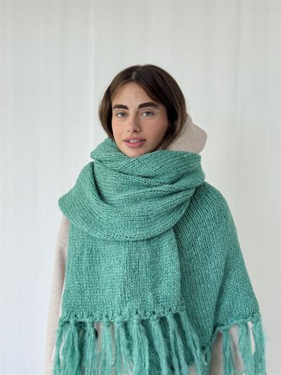 Retrobird Turkuaz Büyük Boy Soft Örgü Atkı