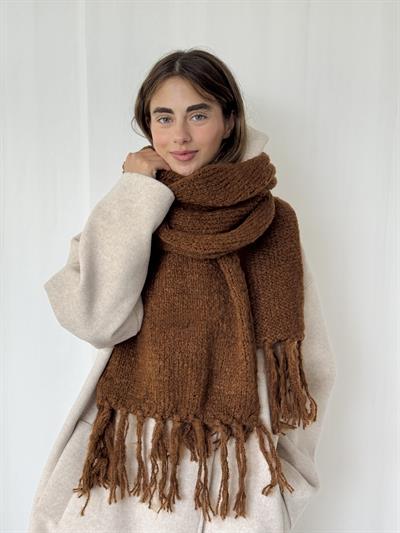 Retrobird Açık Kahve Büyük Boy Soft Örgü Atkı