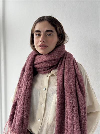 Retrobird Large Size Soft Bouclé Rose Pink Knitted Scarf