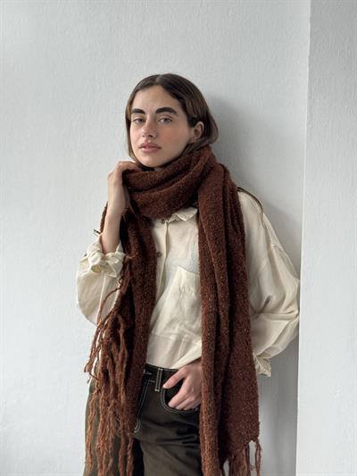 Retrobird Büyük Boy Soft Buklet Kahverengi Örgü Atkı