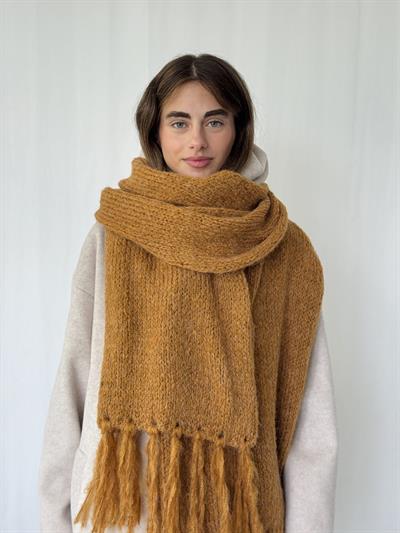 Retrobird Camel Büyük Boy Soft Örgü Atkı