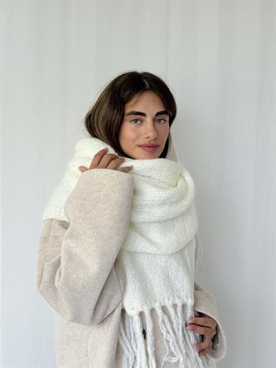 Retrobird Ekru Büyük Boy Soft Örgü Atkı