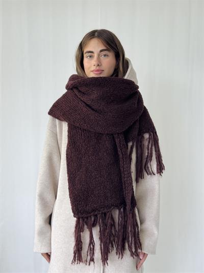 Retrobird Koyu Kahve Büyük Boy Soft Örgü Atkı