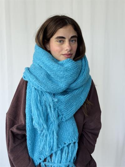 Retrobird Deniz Mavisi Büyük Boy Soft Örgü Atkı