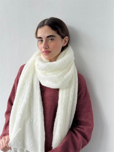 Retrobird Büyük Boy Soft Buklet Ekru Örgü Atkı