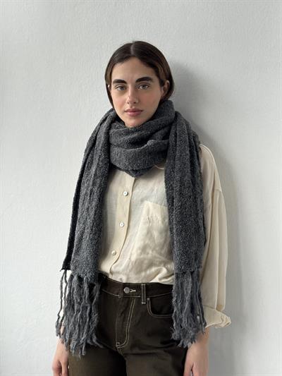 Retrobird Büyük Boy Soft Buklet Antrasit Örgü Atkı