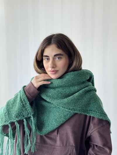 Retrobird Orman Yeşili Büyük Boy Soft Örgü Atkı