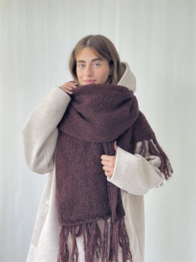 Retrobird Koyu Kahve Büyük Boy Soft Örgü Atkı